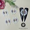 Picture of Set 8Pcs 3D Flowers Nails Charms With Rhinestone Gems Handmade by Acrylic Powder Design For Long Nail L,XL,XXL Flower Nail Art Floral Salon Decor Women Girls (White 3 Rhinestones-8Pcs)