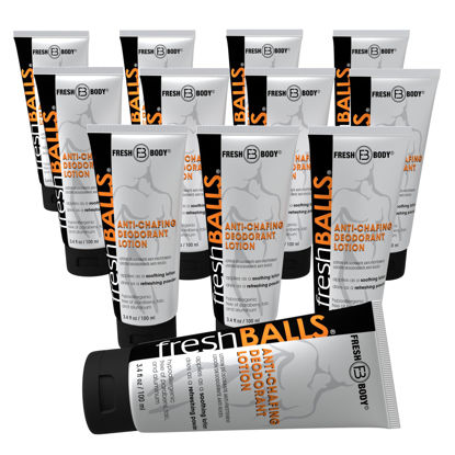 Picture of Fresh BALLS Lotion - Men's Anti-Chafing Soothing Cream to Powder - Ball Deodorant and Hygiene for Groin Area, 3.4 fl oz (Pack of 12)