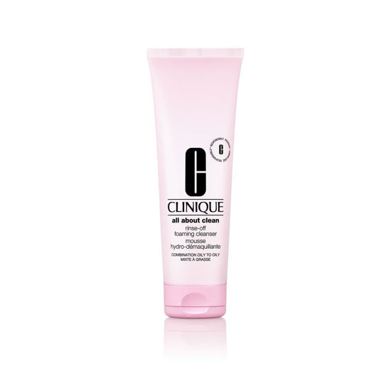 Picture of Clinique All About Clean Rinse-Off Foaming Facial Cleanser With Hyaluronic Acid + Glycerin For Oily Skin Types | Dissolves Makeup + Sunscreen, 8.5 Fl Oz