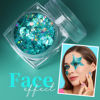 Picture of Teenitor Green Face Glitter, 6 Shapes Face and Body Glitter, Hair Glitter Gel, Body Glitter Gel for Body Makeup, Makeup Glitter Gel for Face, Body, Hair