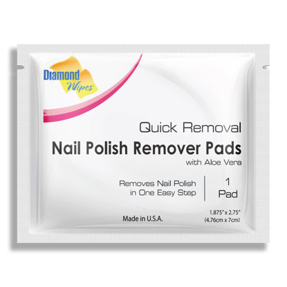 Picture of Diamond Wipes Nail Polish Remover Wipes with Aloe Vera, Acetone Nail Polish Remover Pads, Case of 500 Individually Wrapped Nail Polish Wipes