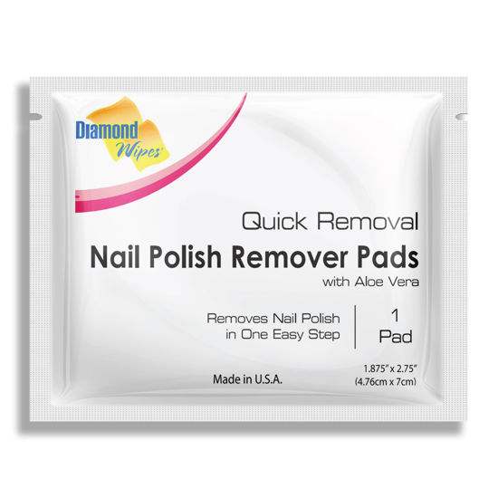 Picture of Diamond Wipes Nail Polish Remover Wipes with Aloe Vera, Acetone Nail Polish Remover Pads, Case of 500 Individually Wrapped Nail Polish Wipes
