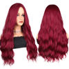 Picture of BATISI Burgundy Wig 26 Inches Wigs for Women Synthetic Wig Long Cosplay Wig Wavy Hair Replacement Wigs for Party Heat Resistant Middle Part