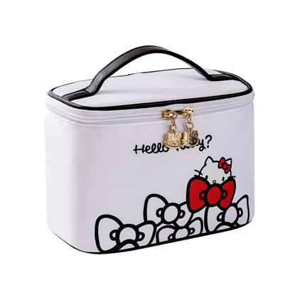 Picture of AmBealla Make up Bag Travel Cosmetic Bags Brush Holder Zipper Pouch Case Organizer Cute Organizer Suitable for Purse for Women (03 Fashionable White)