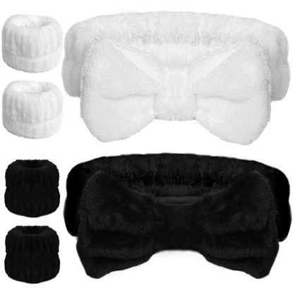 Picture of WSYUB Spa Headband and Wrist bands for Face Washing,Face Wash Headband and Wristband Set,Skin Care Headband,Self Care Gifts for Women Teen Girls