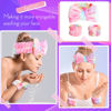 Picture of WSYUB Spa Headband and Wrist Bands, Makeup Headband and Wrist Towels for Washing Face, Fuzzy Bow Headbands, Soft Facial Head Bands, Shower Skincare Hair Sleepover Party Supplies