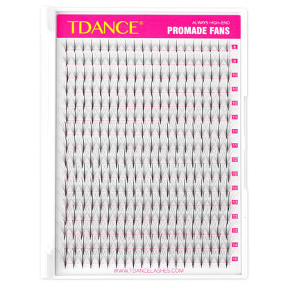 Picture of TDANCE Premade Fans Eyelash Extensions Premade Wispy Lash Extensions Middle Stem Heat Bonded Wispy Premade Fans Volume Lash Extensions(320-WISPY-5D-0.07-C-8-15)
