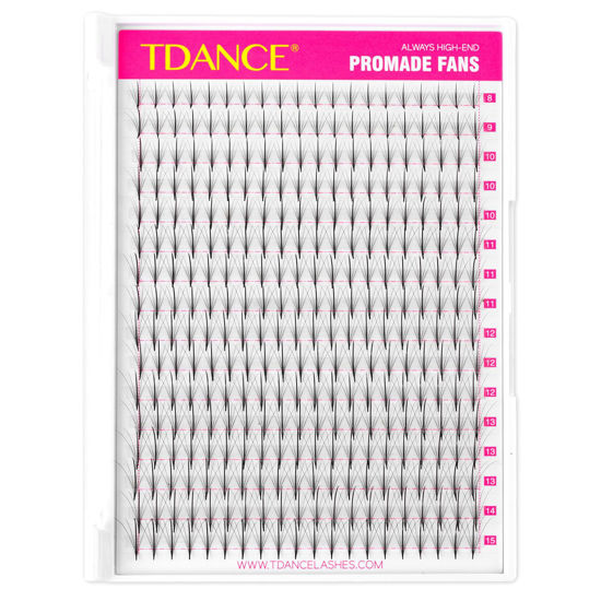 Picture of TDANCE Premade Fans Eyelash Extensions Premade Wispy Lash Extensions Middle Stem Heat Bonded Wispy Premade Fans Volume Lash Extensions(320-WISPY-5D-0.07-C-8-15)