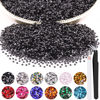 Picture of 5000PCS 2mm Resin Rhinestones in Bulk (Black), Bedazzling Flatback Crystals for Crafts DIY Nail Decoration, Gems Charms for Tumbler Shoes Clothing Fabric with Pickup Pen and Tweezers