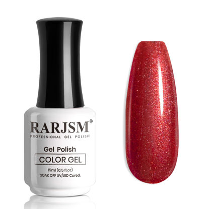 Picture of RARJSM Nude Glitter Gel Nail Polish Wine Red Tone Silver Rainbow Glitter Chunky Iridescent Sparkle Shimmer Diamond Transparent Gel Polish Single Bottle Soak off UV LED Cured for Home Salon Manicure