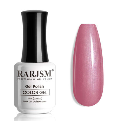 Picture of RARJSM Nude Carnation Pink Gel Nail Polish with Silver Pearl Glitter Finish Sheer Jelly Shimmer Gel Polish 15ml UV LED Soak Off Soft Color Home Salon French Manicure Varnish Curing Requires