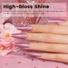 Picture of RARJSM Nude Carnation Pink Gel Nail Polish with Silver Pearl Glitter Finish Sheer Jelly Shimmer Gel Polish 15ml UV LED Soak Off Soft Color Home Salon French Manicure Varnish Curing Requires