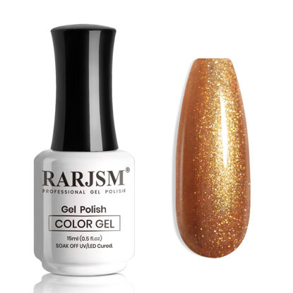 Picture of RARJSM Nude Glitter Gel Nail Polish Bronze Golden Rainbow Glitter Chunky Iridescent Sparkle Shimmer Diamond Transparent Gel Polish Single Bottle Soak off UV LED Cured for Home Salon Manicure