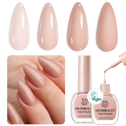 Picture of AZUREBEAUTY Nude Nail Polish Set, Vegan Light Brown Nail Polish Quick Dry Natural Infinite Shine Nail Lacquer Fingernail Polish Strengthening Treatment Kit Salon-Quality for Women 2 PCS 0.34 oz Each