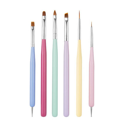 Picture of FULINJOY 6 PCS Nail Art Brushes Set, Nail Painting Brushes Nail Art Liner Brushes and Nail Art Dotting Pens