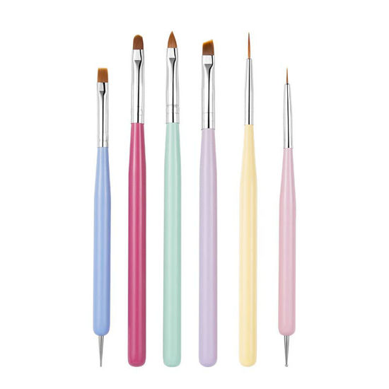 Picture of FULINJOY 6 PCS Nail Art Brushes Set, Nail Painting Brushes Nail Art Liner Brushes and Nail Art Dotting Pens