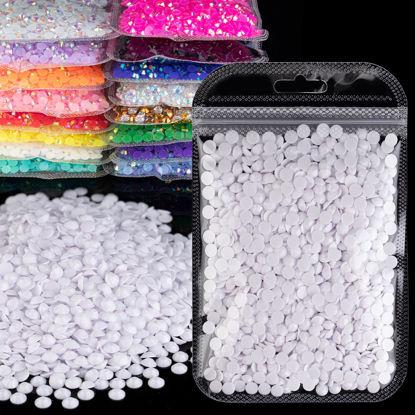 Picture of 2500pcs 5mm Resin Rhinestones Bulk, White Flatback Round Jelly Rhinestones Bedazzling Non Hotfix Crystal Gems Large Quantity Wholesale for DIY Crafts Clothes Bottles Tumblers Face Makeup Manicure