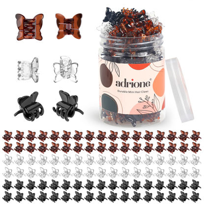 Picture of ADRIONE Small Butterfly Hair Clips for Women, 100 Bulk Pack Small Hair Clips for Women Mini Hair Clips Small Claw Clips Mini Butterfly Clips for Hair Bangs Hair Clip Mini Claw Clips for Thin Fine Hair