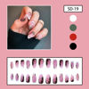 Picture of Christmas Press on Nails Almond Medium Fake Nails Winter False Nails With Snow Xmas Designs Pink Clear Full Cover Stick on Nails Acrylic New Year Artificial Nails for Women Girls 24Pcs