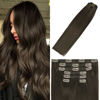 Picture of WindTouch Clip In Hair Extensions Human Hair Dark Brown Hair Extensions Remy Hair Extensions 18Inch 70g #2 7PCS