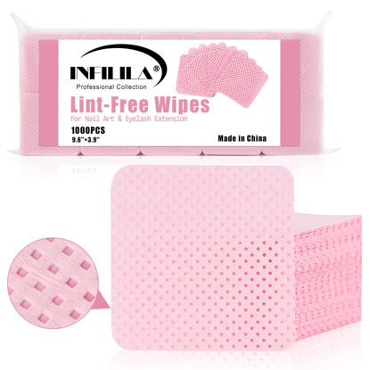 Picture of NXJ INFILILA Lint Free Nail Wipes Nail Polish Remover 1000PCS Super Absorbent Soft Nail Pliosh Remover Pads Wipes Lint Free Wipes Nail Wipes (Pink)