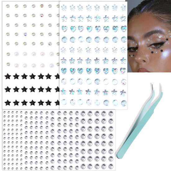 Picture of NOOEPC Face Gems Hair Gems, Self-Adhesive Face Jewels Eye Jewels Rhinestones DIY Face Gems Stick on, Hair Body Rhinestones Gems Crystals Pearls for Face Eyes Makeup Body, Crafts