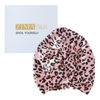 Picture of ZIMASILK 22 Momme 100% Mulberry Silk Bonnet for Sleeping & Women Hair Care, Highest Grade 6A Silk hair wrap for sleeping with Premium Elastic Stay On Head (1Pc, Leopard Black/Pink)