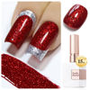 Picture of Double Rhythm 15ML Glitter Gel Polish Shimmer Reflective Holographic Color Magnetic for Nail Art Salon DIY at Home (Cherry Red-B1051)