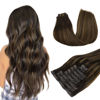Picture of DOORES Hair Extensions Clip in Human Hair, Dark Brown to Chestnut Brown 9pcs 130g 14 Inch, Hair Extensions Remy Seamless Clip in Hair Extensions Straight Thick Hair Invisi Edge Hair Extensions