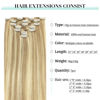 Picture of DOORES Clip in Hair Extensions Real Human Hair, Dark Blonde Highlighted Bleach Blonde 80g 12 Inch 7pcs, Hair Extensions Real Human Hair Clip ins Straight Natural Hair Extensions