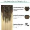 Picture of DOORES Clip in Hair Extensions Real Human Hair, Ash Brown to Platinum Blonde 150g 9pcs 22 Inch, Human Hair Clip in Extensions Remy Clip In Hair Extensions Silky Straight Thick Natural Hair Extensions