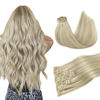Picture of DOORES Clip in Hair Extensions Real Human Hair, Ash Blonde Highlighted Platinum Blonde 110g 7pcs 16 Inch, Invisi Edge Hair Extensions Seamless Clip in Hair Extensions Straight Natural Hair