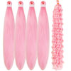 Picture of Gozill Light Pink Braiding Hair Pre stretched Boho Braids Kanekalon Prestretched Braiding Hair for Bohemian Hair Ez Braid Micro Braiding Hair Synthetic Curly Deep Wave Braids