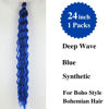 Picture of Gozill Blue Braiding Hair Pre stretched Boho Braids Kanekalon Prestretched Braiding Hair for Bohemian Hair Ez Braid Micro Braiding Hair Synthetic Curly Deep Wave Braids