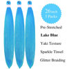 Picture of Gozill Sky Blue Braiding Hair Pre stretched Sparkle Tinsel Prestretched Braiding Hair Ez braid Hypoallergenic Braiding Hair Colored 26 inch
