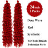 Picture of Red Curly Braiding Hair Deep Wave Curly Braiding Hair for Boho Braids Crochet Braids Deep Wave 24 inch