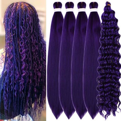 Picture of Gozill PurpleBraiding Hair Pre stretched Boho Braids Kanekalon Prestretched Braiding Hair for Bohemian Hair Ez Braid Micro Braiding Hair Synthetic Curly Deep Wave Braids