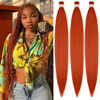 Picture of Gozill Ginger Orange Braiding Hair Pre Stretched Kanekalon Braiding Hair Extension 30 Inch Colored Synthetic Fake Hair for Braiding