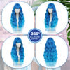 Picture of BUPPLER Cosplay Long Blue Wig 29 Inch Middle Part Synthetic Wig Realistic Gifts Party Wigs for Women Daily Use Colorful Wigs (Blue)