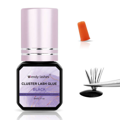 Picture of Lash Glue Cluster Eyelash Glue Black Sensitive Lash Glue Fast Drying Waterproof Lash Glue Individual Lash Glue Long Lasting DIY Lash Extension Glue Strong Hold Eyelash Glue for Lash Extensions(5ML)
