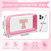 Picture of Personalized Initial Letter Clear Makeup Bag,Preppy Small Nylon&PVC Cosmetic Zipper Bag with Chenille Letter,Portable Beach Travel Skincare Toiletry Bag,Trendy Monogram Gift for Teen Girls Women,T