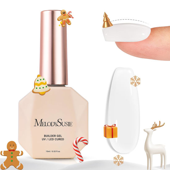 Picture of MelodySusie Builder Nail Base Gel Milky White Builder Gel for Nails Thickening, Soak Off UV Gel,Extension Gel Rhinestone Nail Glue Gel in a Bottle for Nail Art Design Gift for Women-086