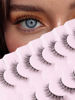 Picture of Natural Lashes Wispy Cat Eye Lashes 12mm False Eyelashes Natural Look Strip Lashes Thin Cotton Band Soft Eyelashes 3D Volume Lashes Pack C Curl Siligli Eyelashes 7 Pair