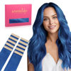 Picture of WENNALIFE Tape in Hair Extensions Human Hair Blue Tape in Extensions, 10pcs 25g 16 inch Remy Invisible Tape Ins Straight Colored Soft Real Human Hair Tape in Extensions Refill Set Extensions