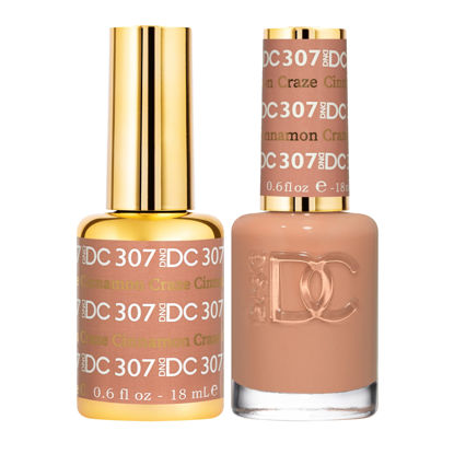 Picture of DND DC Gel Polish Set, Deep Nude Collection, UV/LED Gel Polish and Air Dry Nail Lacquer, Matching Chip-Free Polish Duo, 307 Cinnamon Craze, 0.5 Fl Oz