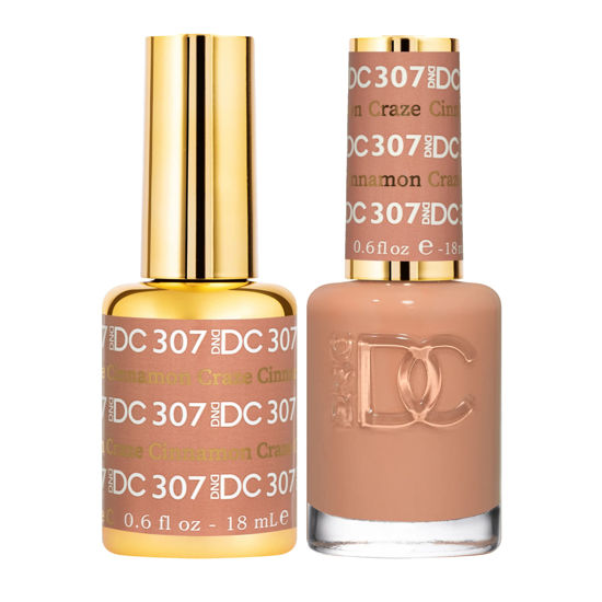 Picture of DND DC Gel Polish Set, Deep Nude Collection, UV/LED Gel Polish and Air Dry Nail Lacquer, Matching Chip-Free Polish Duo, 307 Cinnamon Craze, 0.5 Fl Oz