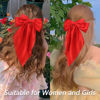 Picture of Velscrun Red Hair Bows for Women Girls, Silky Satin Large Coquette Bow Oversized Hair Ribbons Big Bows Clip, Long Tail Bowknot Hair Barrettes Halloween Christmas Hair Bow Accessories