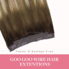 Picture of GOO GOO Wire Hair Extensions Human Hair, 3/8/613 Walnut Brown with Ash Brown and Bleach Blonde Balayage 20inch 110g, Invisible Wire Hair Extensions with Transparent, Seamless Fish Line Hairpiece