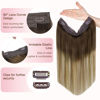 Picture of GOO GOO Wire Hair Extensions Human Hair, 3/8/613 Walnut Brown with Ash Brown and Bleach Blonde Balayage 20inch 110g, Invisible Wire Hair Extensions with Transparent, Seamless Fish Line Hairpiece