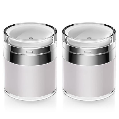 Picture of Airless Pump Jars, 1.7 oz Pump Dispenser, Acrylic Lotion Dispenser for Thick Moisturizer, Skincare Cream, Travel Lotion Container (2 Pack)